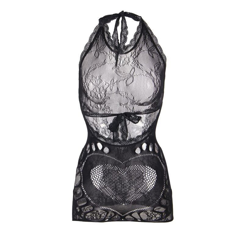 Subblime Dresses Subblime - 952075 Short Fishnet Dress With Back Back And Heart Detail Black One Size