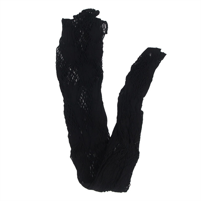 Subblime Bodystockings Subblime - 952129 Fishnet Bodystocking With Dress Design And Floral Details Black One Size