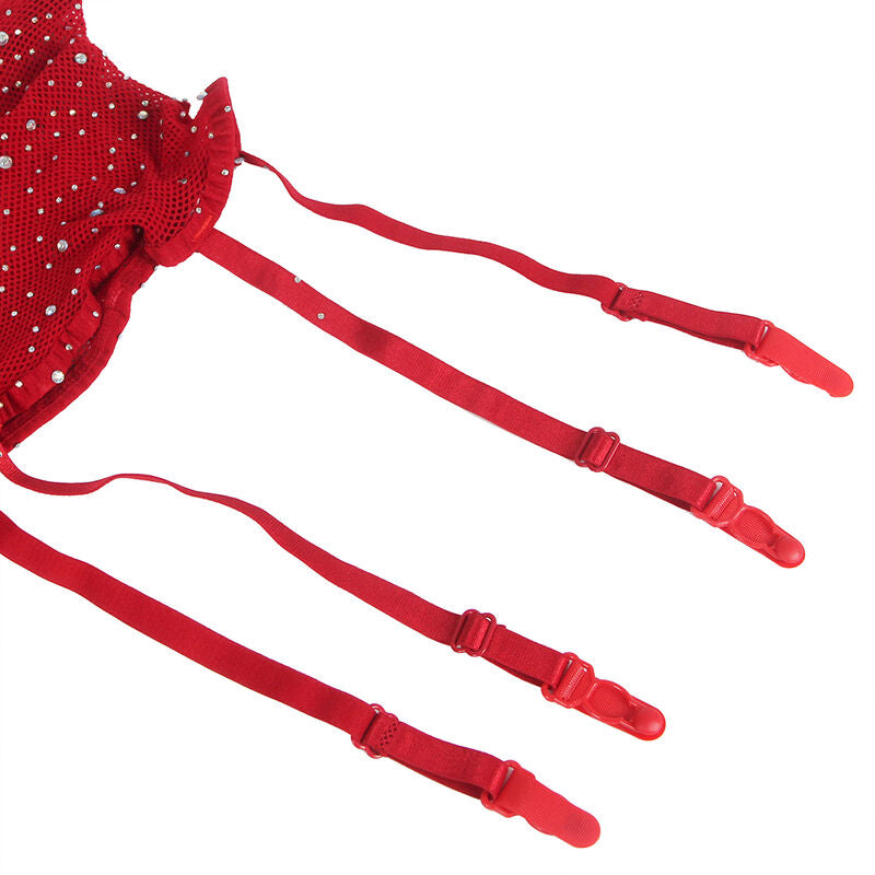 Subblime Bodystockings Subblime - 952181 Fishnet Bodystocking With Gloves And Diamonds Red One Size