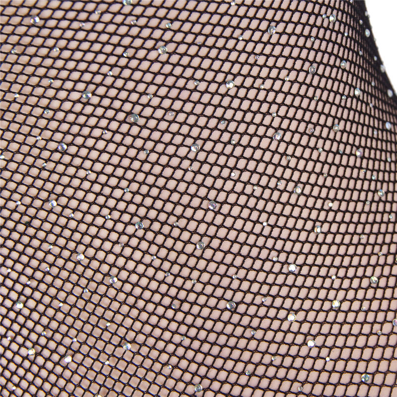 Subblime Bodies Subblime - 952297 Glossy Fishnet Body With Off Shoulders Long Sleeve Black One Size