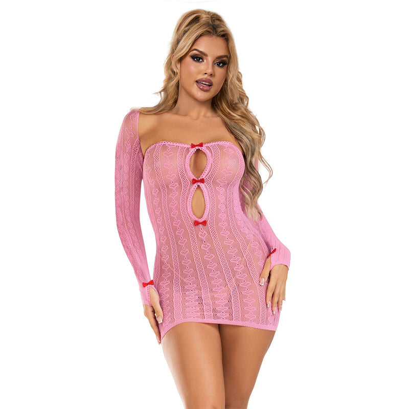 Subblime Dresses Subblime - 952471 Pink Fishnet Dress One Size