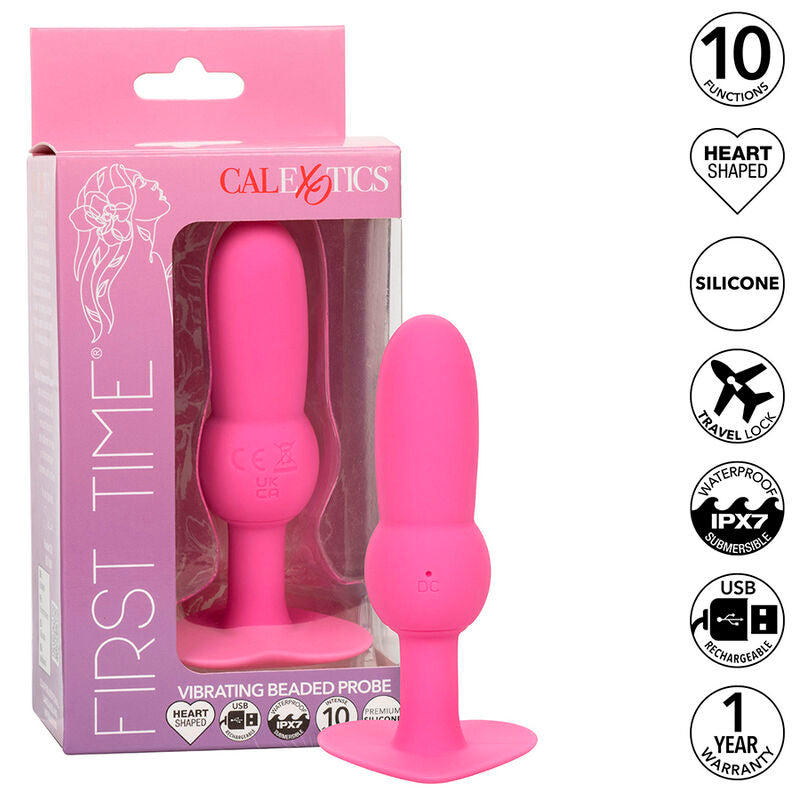Calexotics First Time Anal Plug Beaded Probe 10 Vibrations Pink