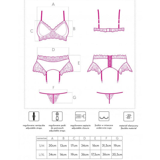 Livco Corsetti Sets Livco Corsetti Fashion - Nahir Lc 20214 Sujetador + Panty + Liguero S/M