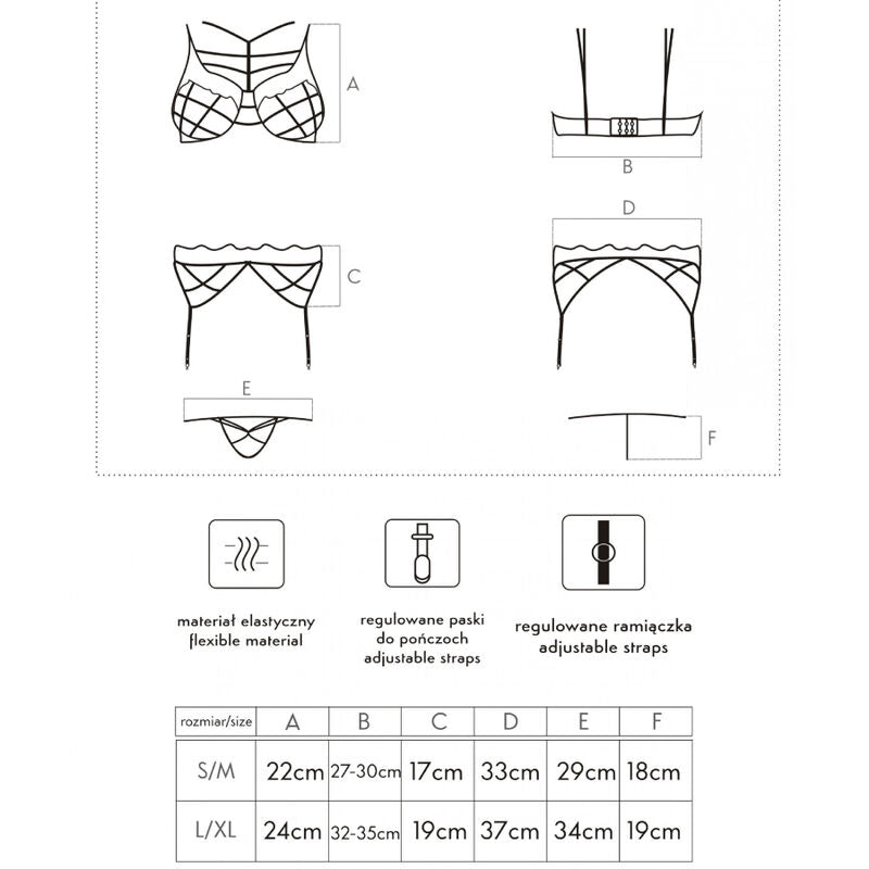 Livco Corsetti Sets Livco Corsetti Fashion - Soledad Lc 20217 Sujetador + Panty + Liguero S/M