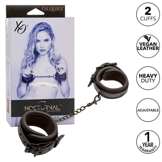 Calexotics Nocturnal Leather Wrist Cuffs Adjustable Black
