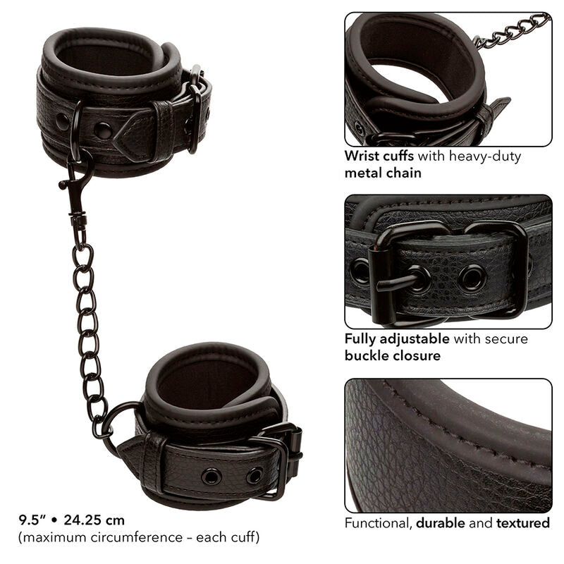 Calexotics Nocturnal Leather Wrist Cuffs Adjustable Black