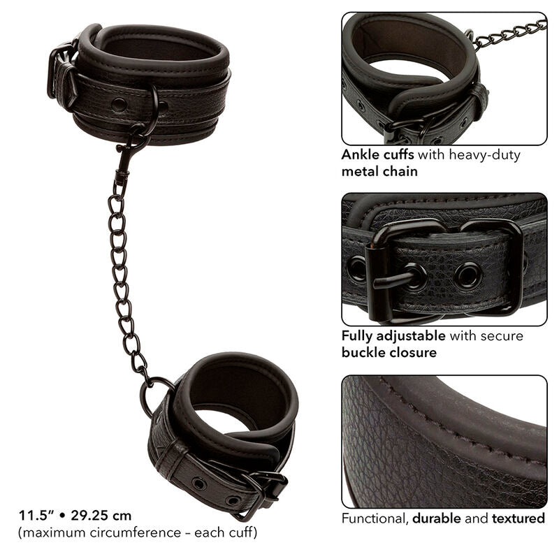 Calexotics Nocturnal Ankle Cuffs Leather Adjustable Black