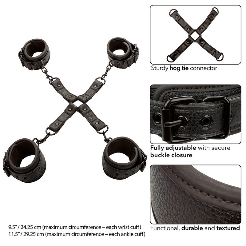 Calexotics Nocturnal Hog Tie Connector Cuero Ajustable Black