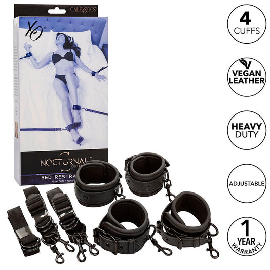 Calexotics Nocturnal Bed Restraints Leather Adjustable Black
