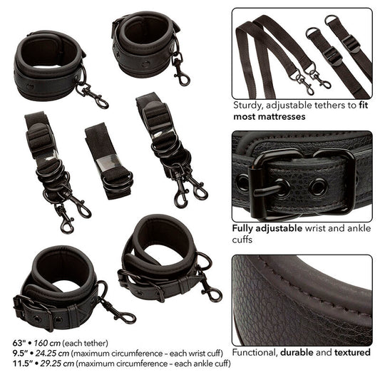 Calexotics Nocturnal Bed Restraints Leather Adjustable Black