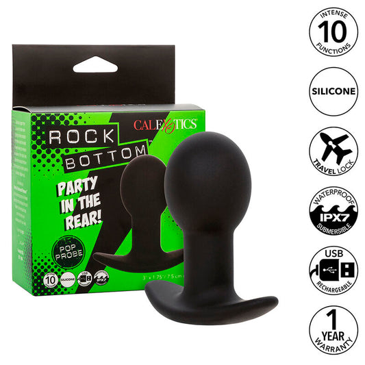 Calexotics Rock Bottom Anal Plug 10 Vibrations Silicone Black