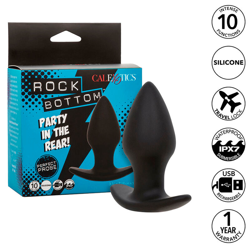 Calexotics Rock Bottom Perfect Anal Plug 10 Vibrations Silicone Black