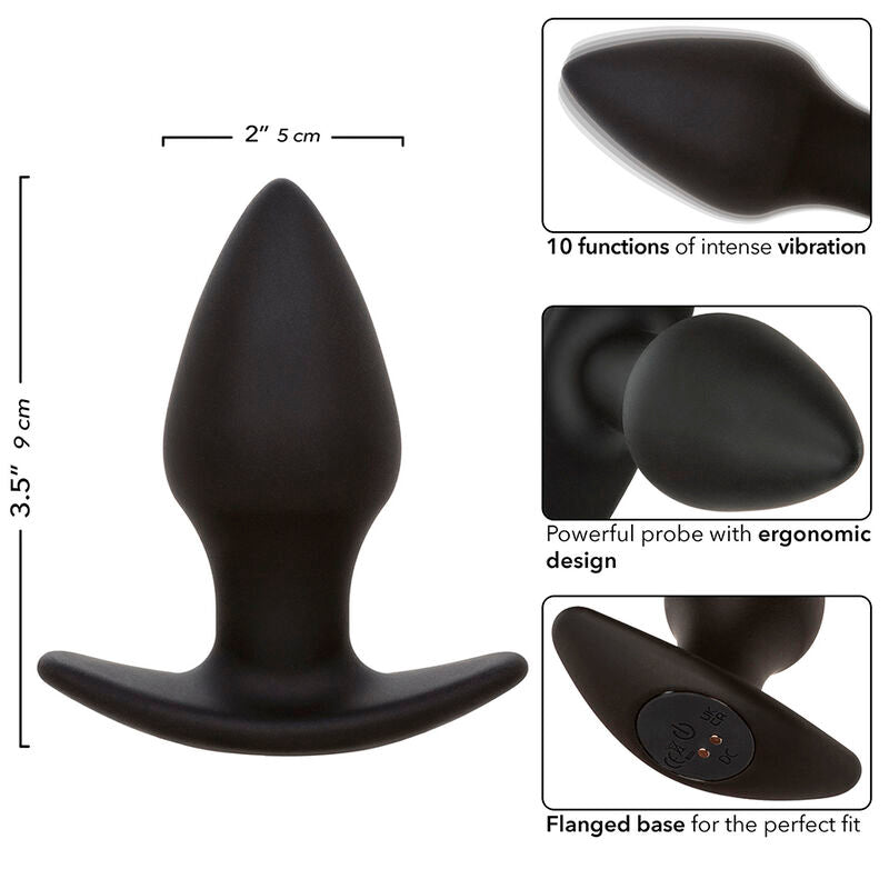 Calexotics Rock Bottom Perfect Anal Plug 10 Vibrations Silicone Black