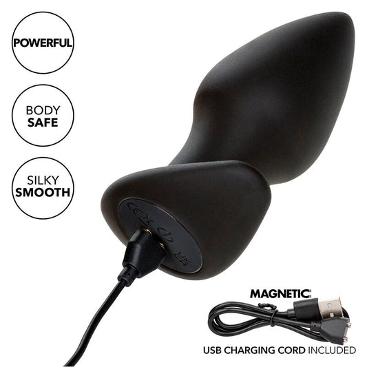 Calexotics Rock Bottom Perfect Anal Plug 10 Vibrations Silicone Black