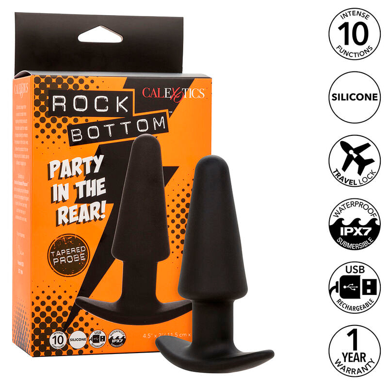 Calexotics Rock Bottom Tapered Anal Plug 10 Vibraciones Silicone Black