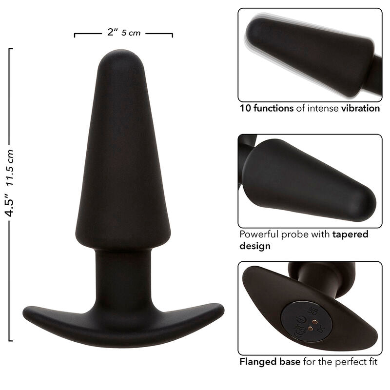 Calexotics Rock Bottom Tapered Anal Plug 10 Vibraciones Silicone Black