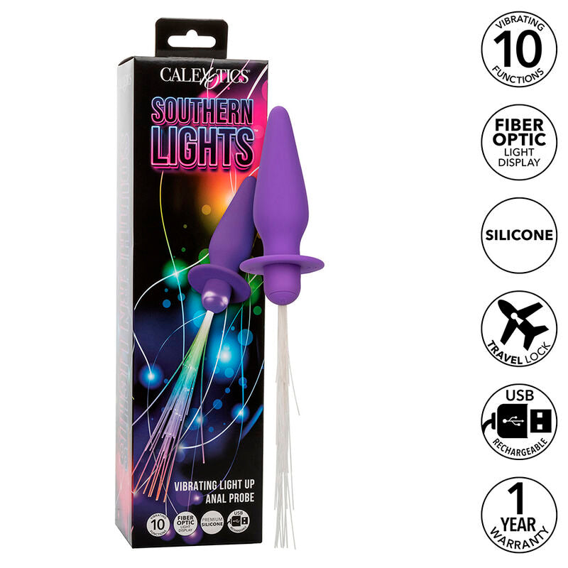 Calexotics Southern Lights Light Up Anal Plug 10 Vibrations Silicone Purple