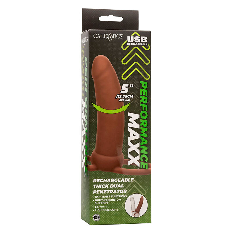 Calexotics Maxx Thick Dual Penetrator 10 Vibrations Brown