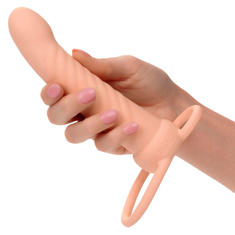 Calexotics Maxx Ribbed Dual Penetrator 10 Vibrations Flesh