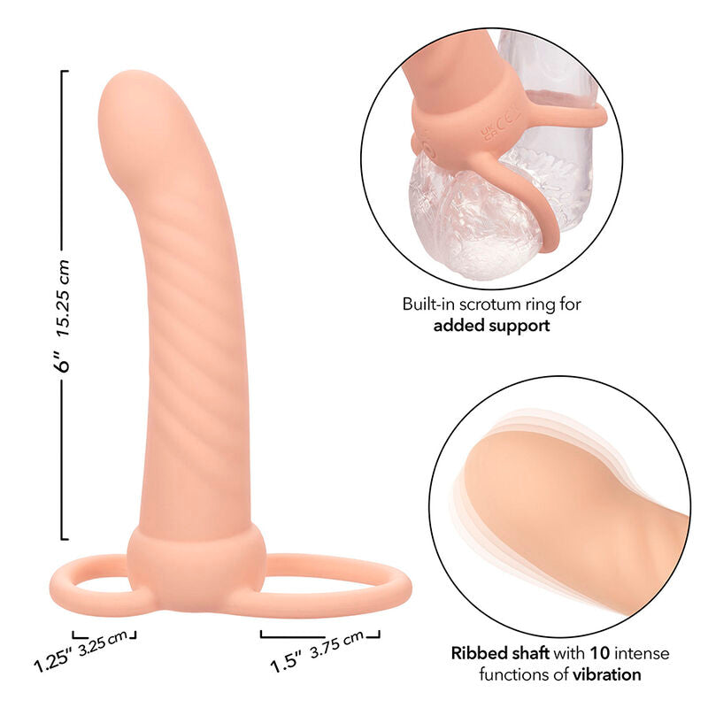 Calexotics Maxx Ribbed Dual Penetrator 10 Vibrations Flesh