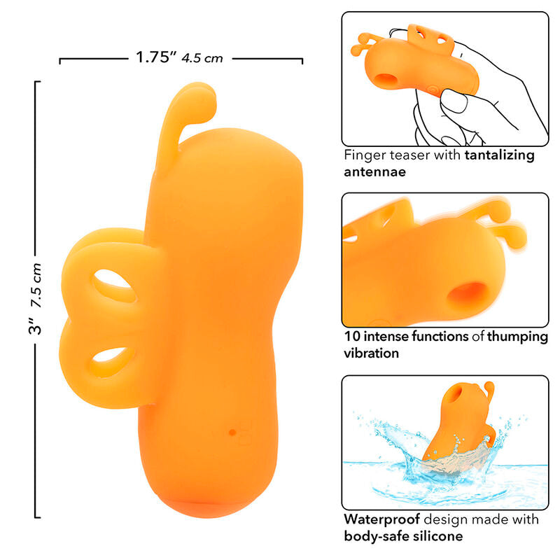 Calexotics Neon Vibes The Buzzing Vibe Finger Stimulator 10 Vibrations Orange