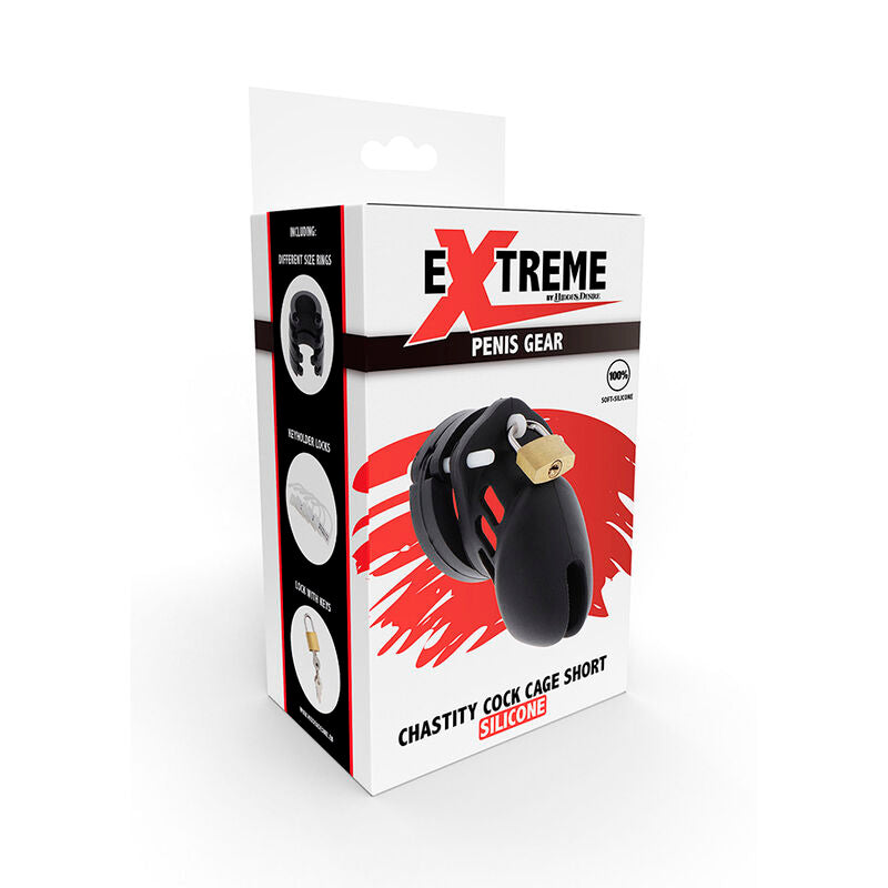 Hidden Desire Extreme Chastity Cock Cage Silicone Size S Black