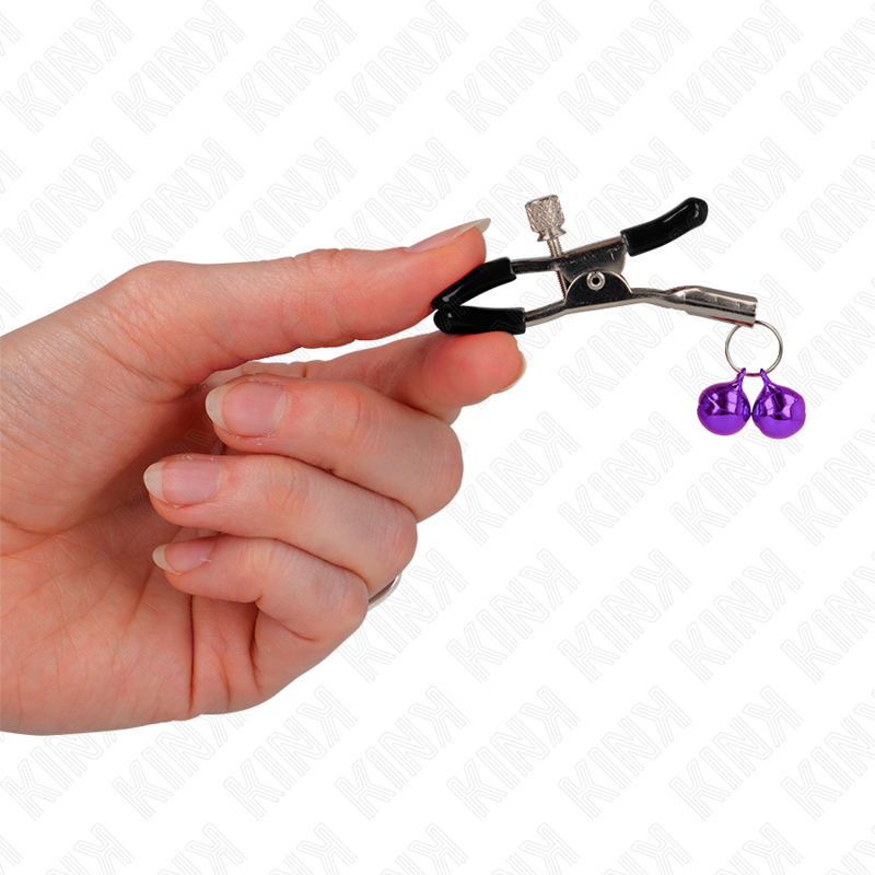 Kink Nipple Grip Kink - Double Bell Nipple Clamp Purple 6 Cm