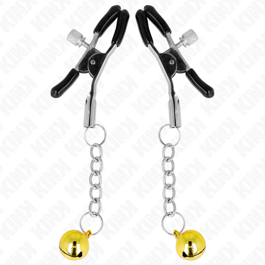 Kink Nipple Grip Kink - Gold Jingle Bell Pendant Nipple Clamps 6 Cm