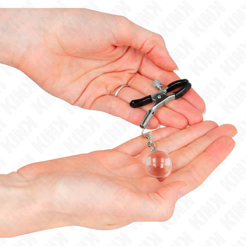 Kink Nipple Grip Kink - Glass Bead Nipple Clamps Silver 6 Cm
