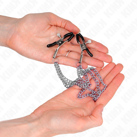 Kink Nipple Grip Kink - Nipple Clamps With 3 Chains Silver 20/23/28 Cm