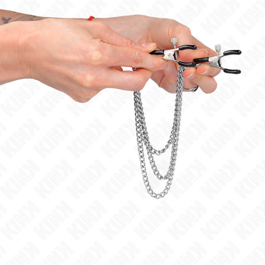 Kink Nipple Grip Kink - Nipple Clamps With 3 Chains Silver 20/23/28 Cm