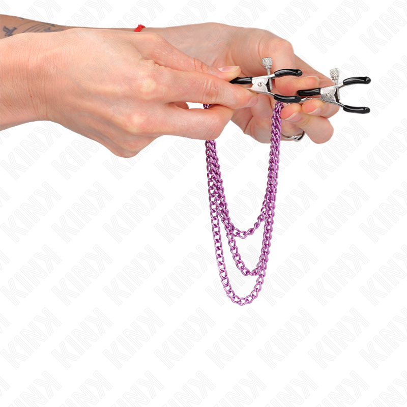 Kink Nipple Grip Kink - Nipple Clamps With 3 Chains Purple 20/23/28 Cm