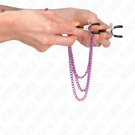 Kink Nipple Grip Kink - Nipple Clamps With 3 Chains Purple 20/23/28 Cm