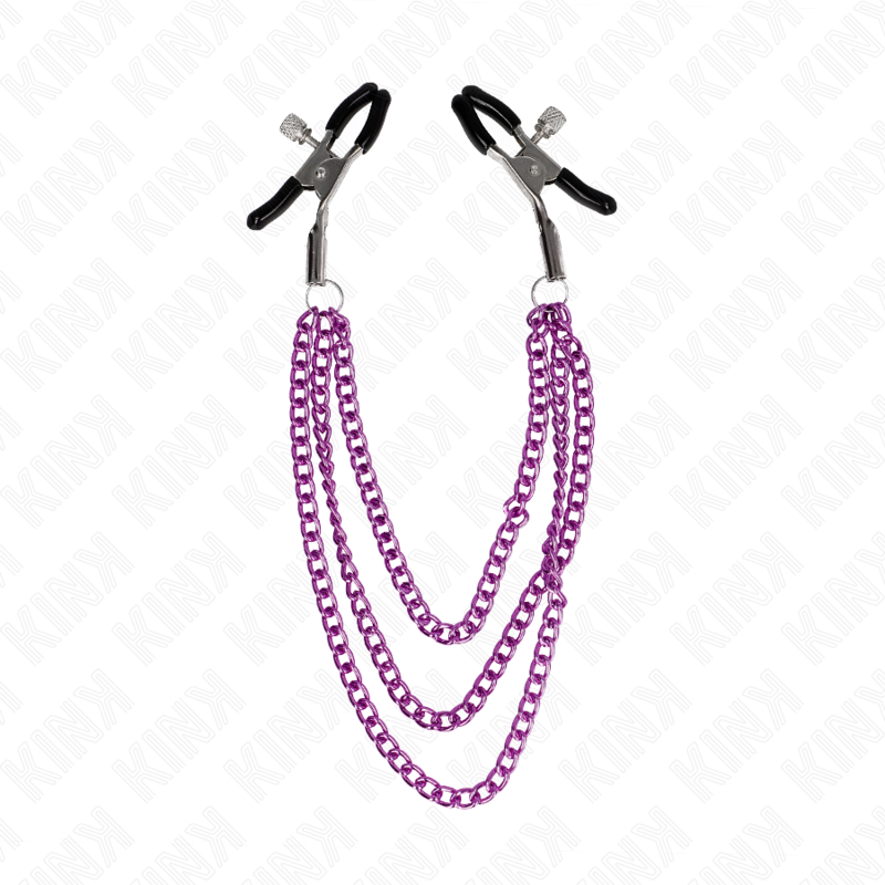 Kink Nipple Grip Kink - Nipple Clamps With 3 Chains Purple 20/23/28 Cm