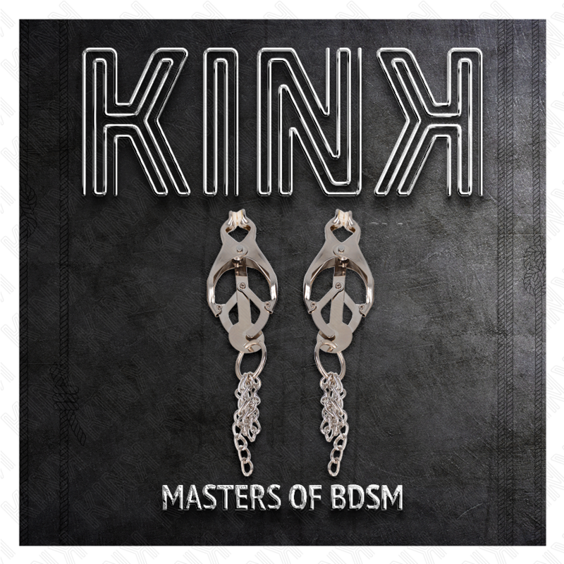Kink Nipple Grip Kink - Japanese Clover Nipple Clamps With Little Chains Silver
