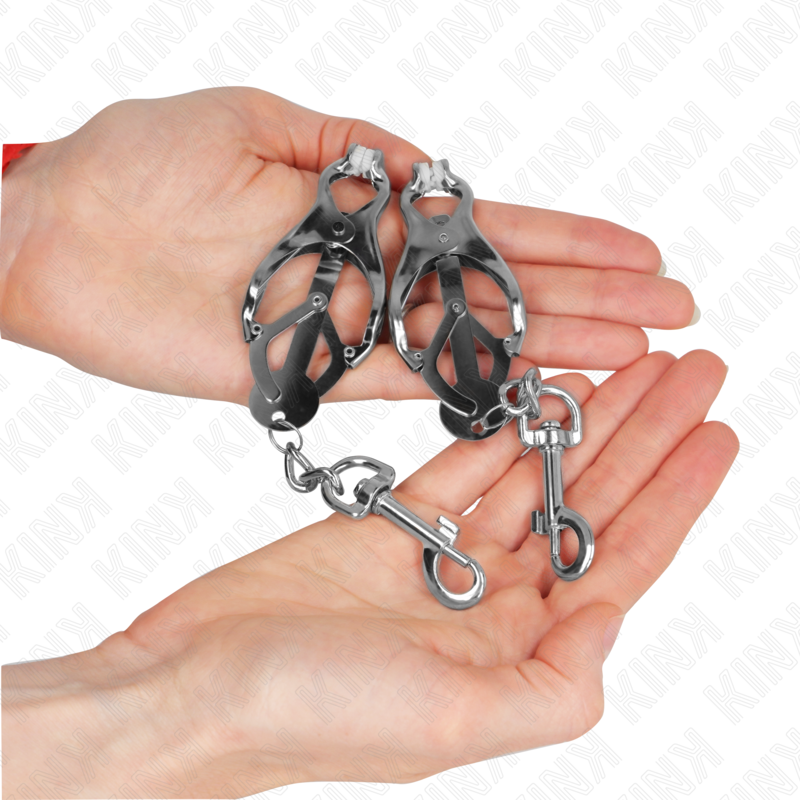 Kink Nipple Grip Kink - Japanese Clover Nipple Clamps With Hooks Silver