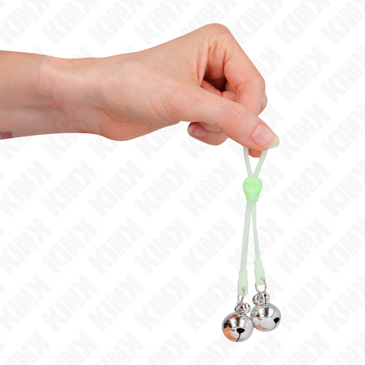 Kink Nipple Grip Kink - Luminous Skull Nipple Clamps With Ring Bells Adjustable Green / Silver