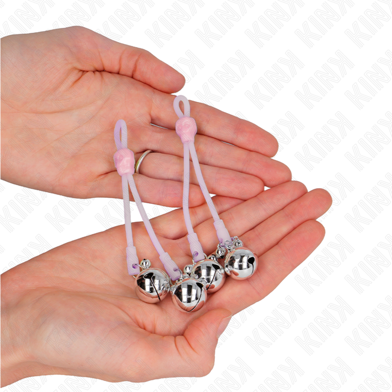 Kink Nipple Grip Kink - Luminous Skull Nipple Clamps With Ring Bells Adjustable Pink / Silver