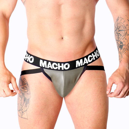 Macho Underwear Macho - Mx27Gr Jock Cuero Gris Beige Xl