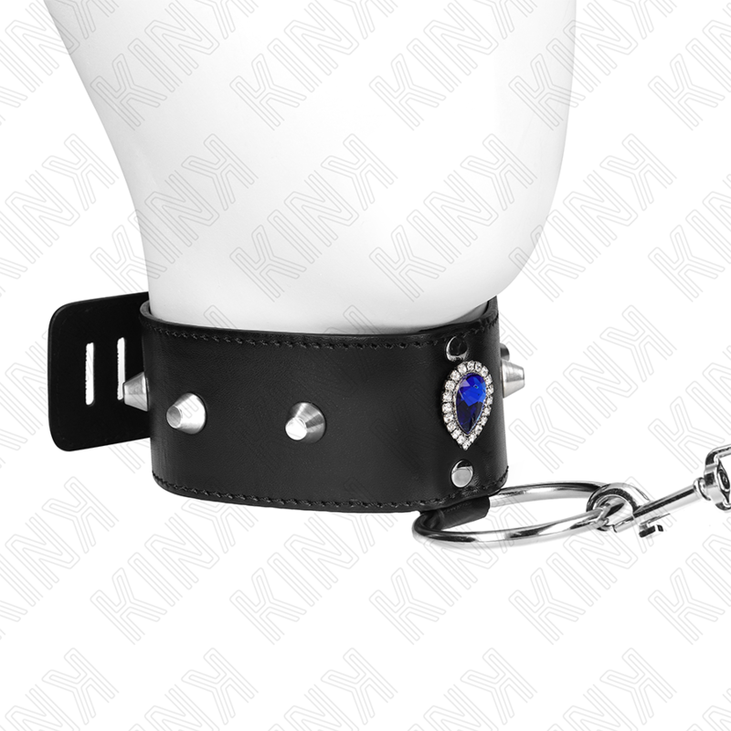 Kink Collar & Gag Kink - Necklace 65 Cm With Strap With Blue Diamonds Adjustable 36-43 Cm X 5 Cm