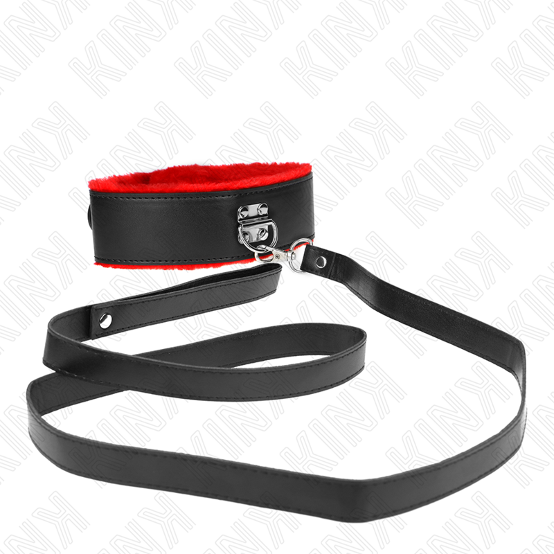 Kink Collar & Gag Kink - Necklace With Belt 116 Cm With Red Leather Strap Adjustable 40-48 Cm X 6 Cm