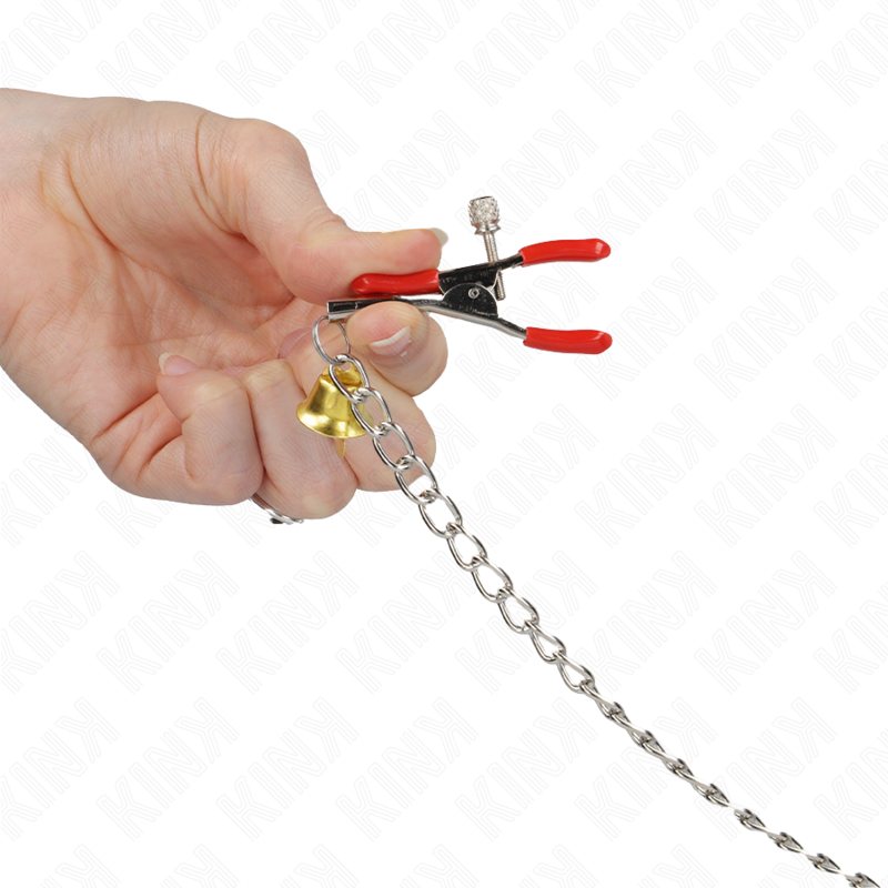 Kink Nipple Grip Kink - Bell Triple Nipple And Clit Clamps Red With Chain 30 Cm