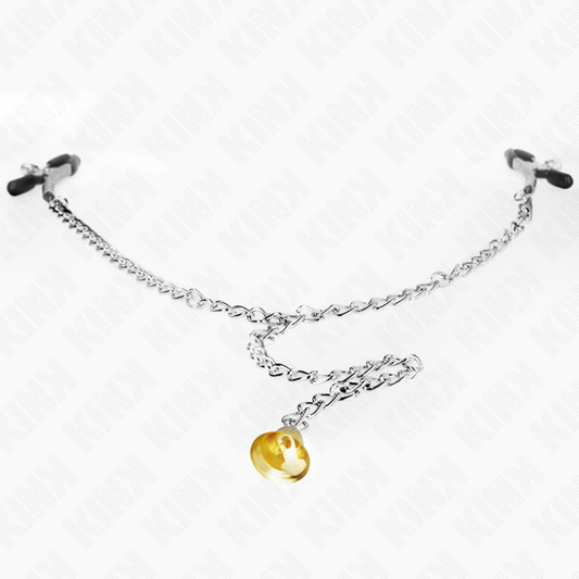 Kink Nipple Grip Kink - Chain Nipple Clamps With Horn Pendant 30 Cm