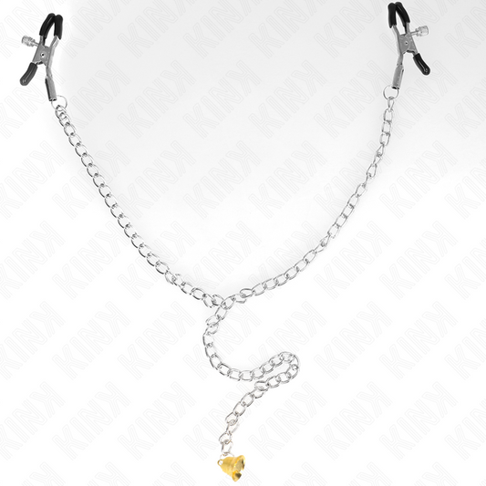 Kink Nipple Grip Kink - Chain Nipple Clamps With Horn Pendant 30 Cm
