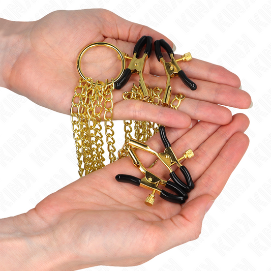 Kink Nipple Grip Kink - 4 Nipple And Clit Clamps Adjustable Gold