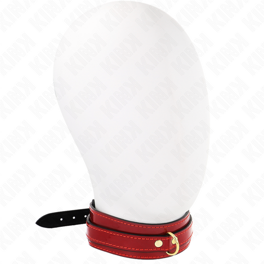 Kink Collar & Gag Kink - Wine Red Adjustable Necklace With Golden Details 29-42.5 Cm X 4 Cm