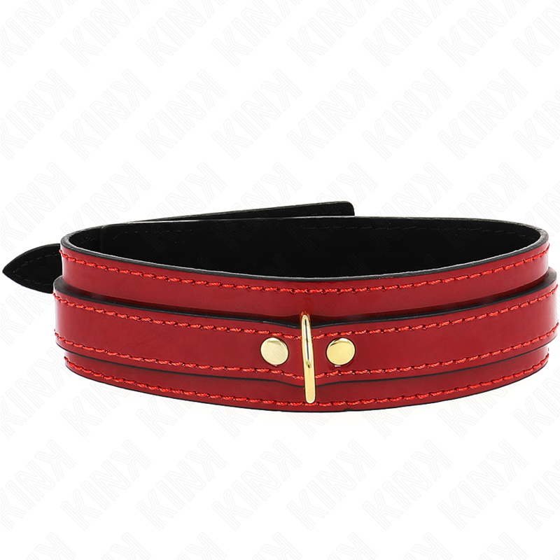 Kink Collar & Gag Kink - Wine Red Adjustable Necklace With Golden Details 29-42.5 Cm X 4 Cm