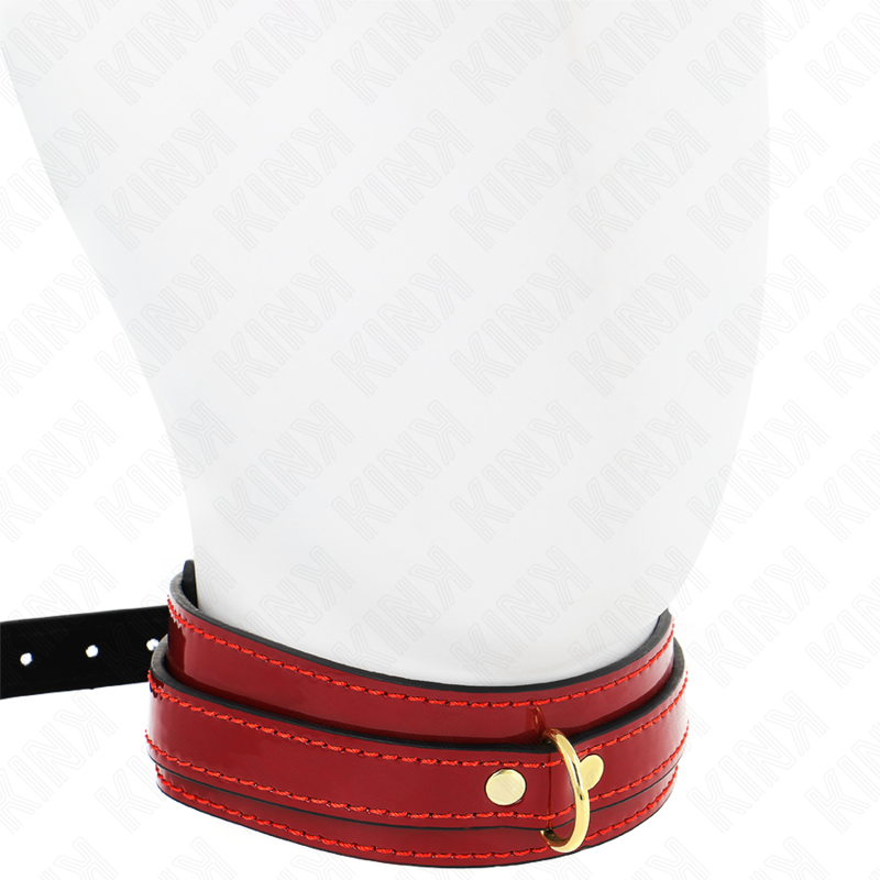 Kink Collar & Gag Kink - Wine Red Adjustable Necklace With Golden Details 29-42.5 Cm X 4 Cm