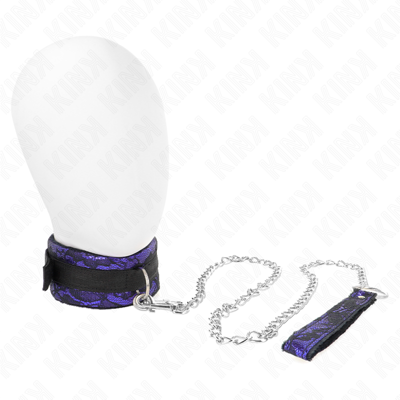 Kink Collar & Gag Kink - Short Velvet Lace Necklace With Belt 105 Cm With Nylon Trim 44 X 5.5 Cm