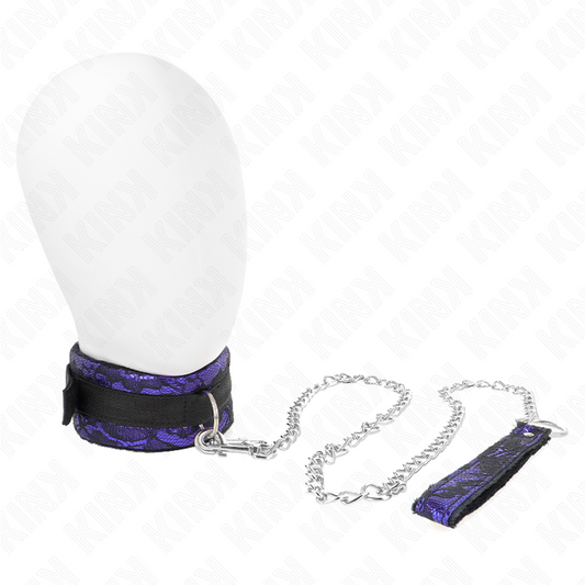 Kink Collar & Gag Kink - Short Velvet Lace Necklace With Belt 105 Cm With Nylon Trim 44 X 5.5 Cm